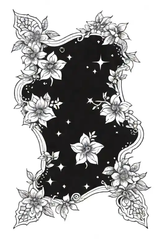 Gemini Flowers and constellations  tattoo design idea