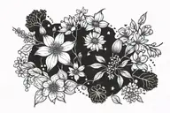 Gemini constellation honeysuckle aster and larkspur  tattoo design idea