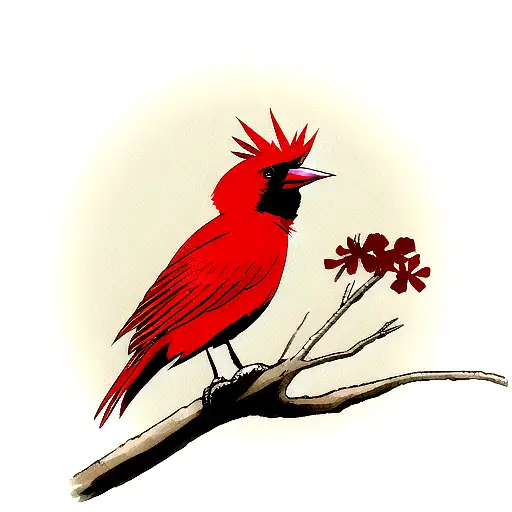 red cardinal bird with a scar on the eye tattoo design idea