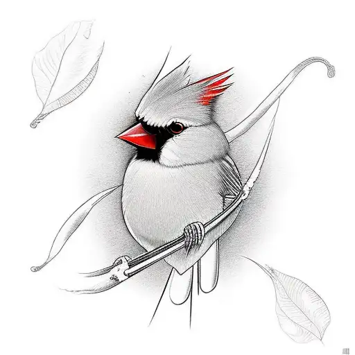 red cardinal bird with a scar on the eye tattoo design idea