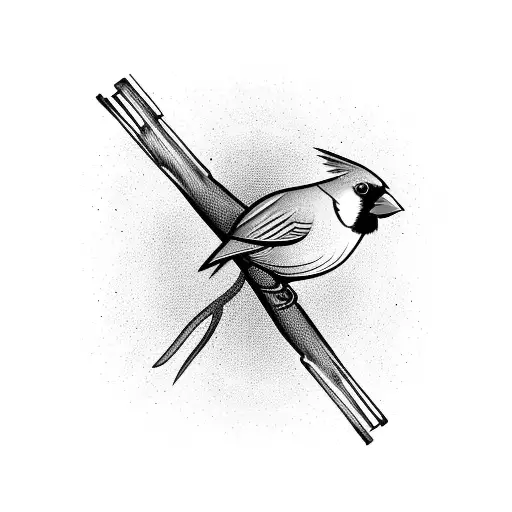 red cardinal bird with a scar in the eye tattoo design idea