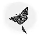 flowers with monarch butterfly, cardinal, and greenery tattoo design idea