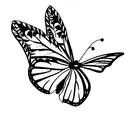 flowers with monarch butterfly, cardinal, and greenery tattoo design idea