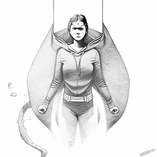 The girl who clearly had a hard life is wearing an unzipped hoodie with a Superman costume underneath tattoo design idea