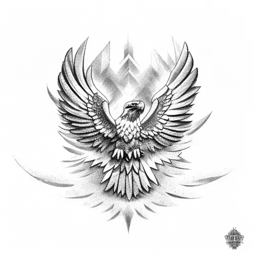 mexican eagle shaded into occitaine cross tattoo design idea