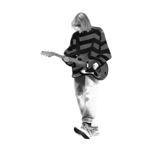 Kurt Cobain playing the Guitar in Concert tattoo design idea