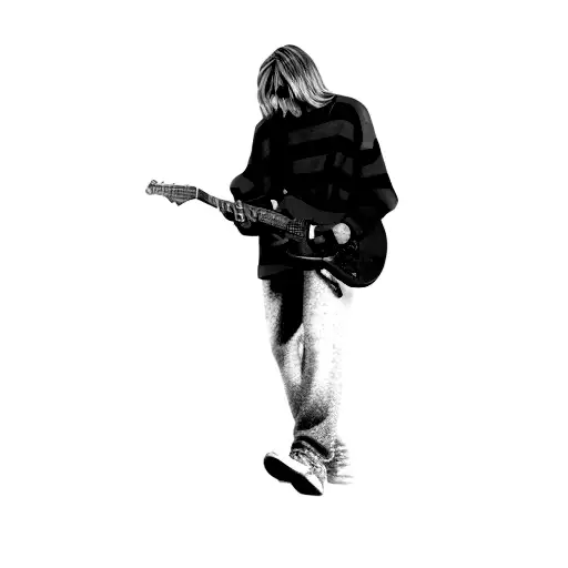 Kurt Cobain playing the Guitar in Concert tattoo design idea
