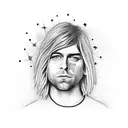 kurt cobain playing the guitar tattoo design idea