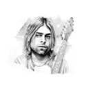 kurt cobain playing the guitar tattoo design idea