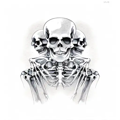 skeleton holding woman tattoo design idea