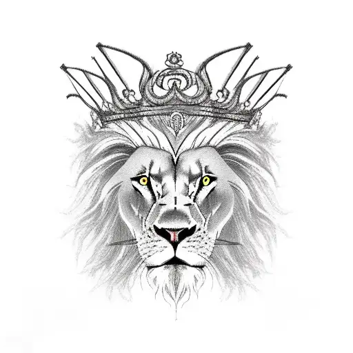 A half demon half lion wearing a crown and holding the world tattoo design idea