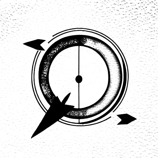5 moon phases in line, line between with an arrow at end and feather on opposite end  tattoo design idea