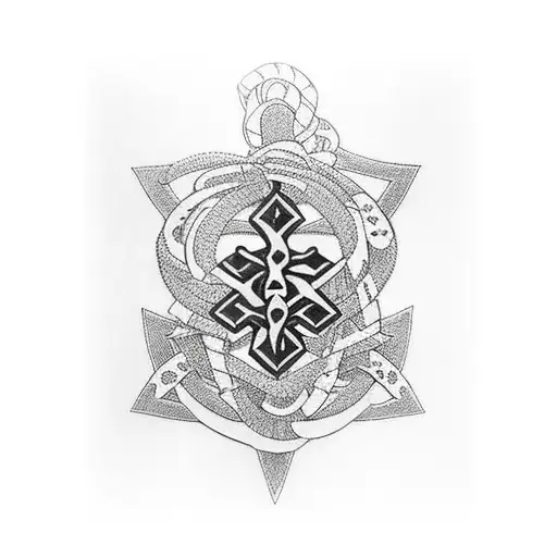 bandana handcuffs and cross necklace  tattoo design idea