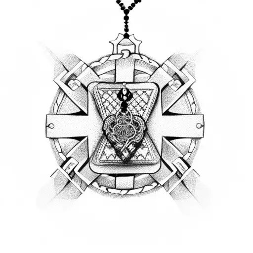 bandana handcuffs and cross necklace  tattoo design idea