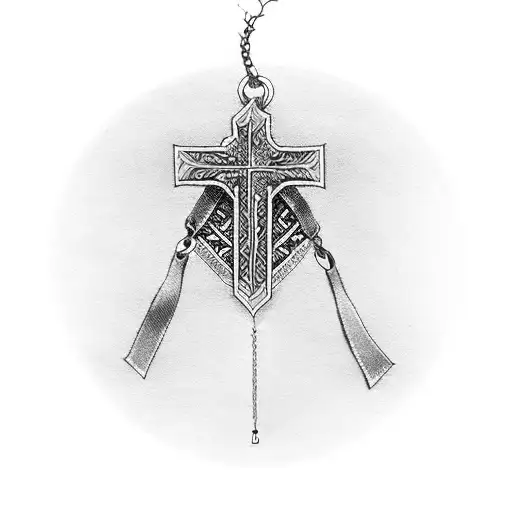 bandana handcuffs and cross necklace  tattoo design idea