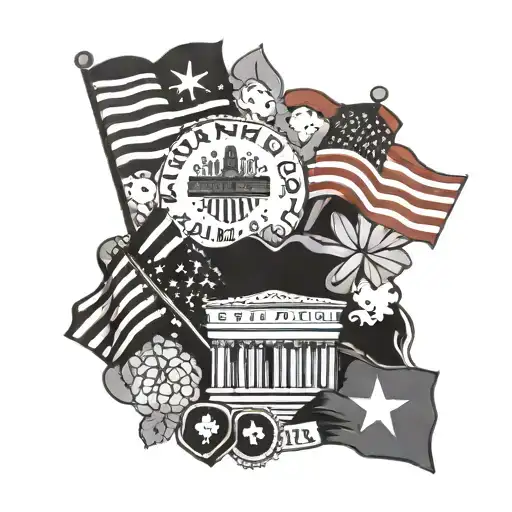 Las Vegas, Virginia, North Carolina, South Korea, California, Tennessee Flags tattoo design idea