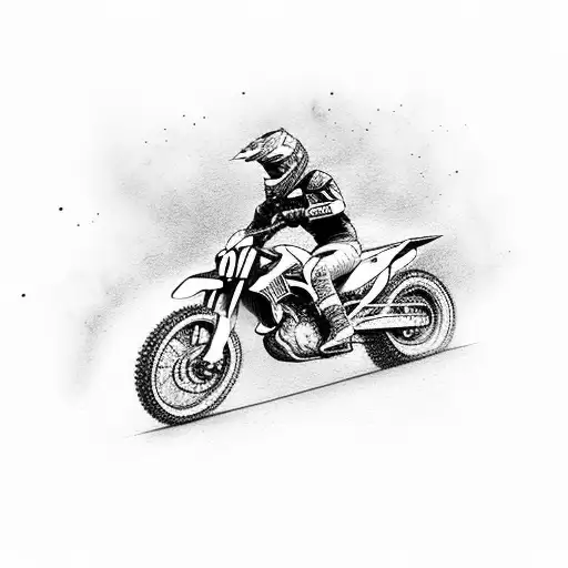 dirtbike tire doing a burnout with nascar flags tattoo design idea