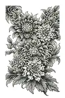 2 japanese chrysanthemum with oni mas k tattoo design idea