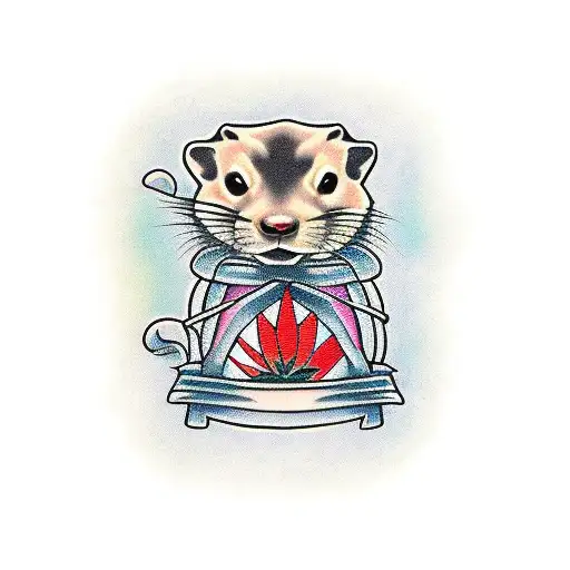 stoned 420 weed ferret tattoo design idea