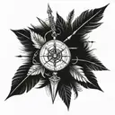 Arrow, Compass rose, feathers tattoo design idea
