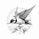 Swallow Bird with M and D initials tattoo design idea