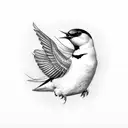 Swallow Bird with M and D initials tattoo design idea