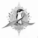 Swallow Bird with M and D initials tattoo design idea