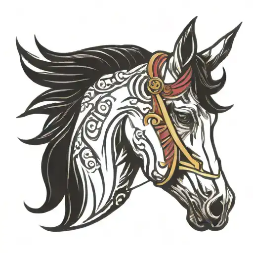 horse head lesbian flag tattoo design idea