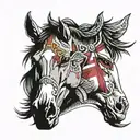 horse head lesbian flag tattoo design idea