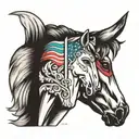 horse head lesbian flag tattoo design idea