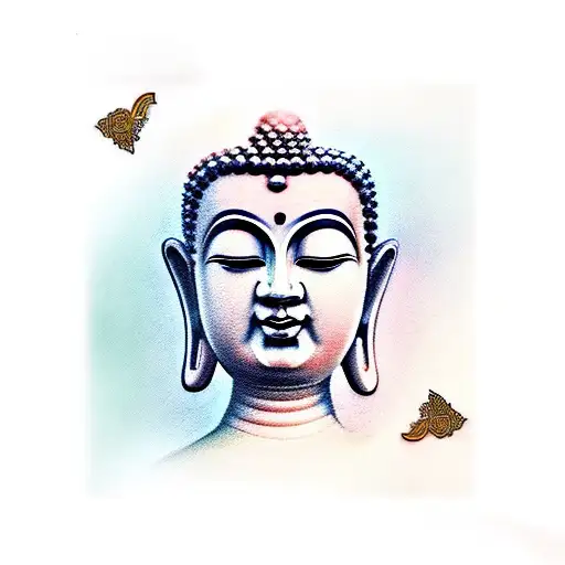 buddha face tattoo design idea