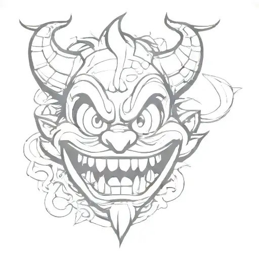 cuphead devil face tattoo design idea