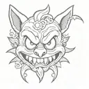 cuphead devil face tattoo design idea