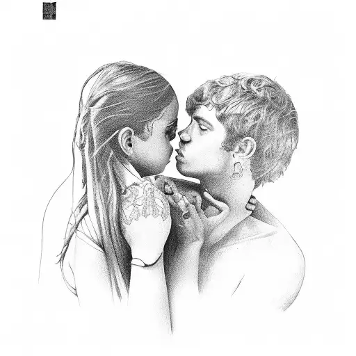 The picture from city of god where the girl kisses the boy at the beach tattoo design idea