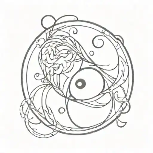 overthinking, yinyang, virgo zodiac symbol, karma tattoo design idea