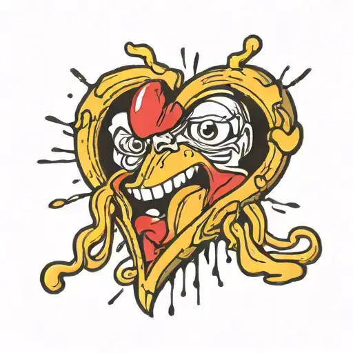 one cry heart old school with 3 tears falling in black  tattoo design idea