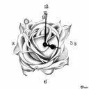 clock with roses tattoo design idea