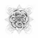 clock with roses tattoo design idea