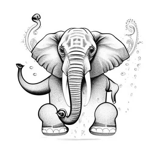 Elephant showering tattoo design idea