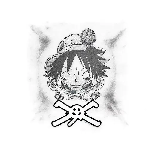 anime, one piece anime, monkey d luffy, one piece anime design, floral, iconic, icon,  tattoo design idea