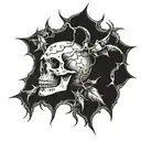 dark surrealistic skull with thorns  tattoo design idea