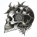 dark surrealistic skull with thorns  tattoo design idea