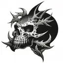 dark surrealistic skull with thorns  tattoo design idea