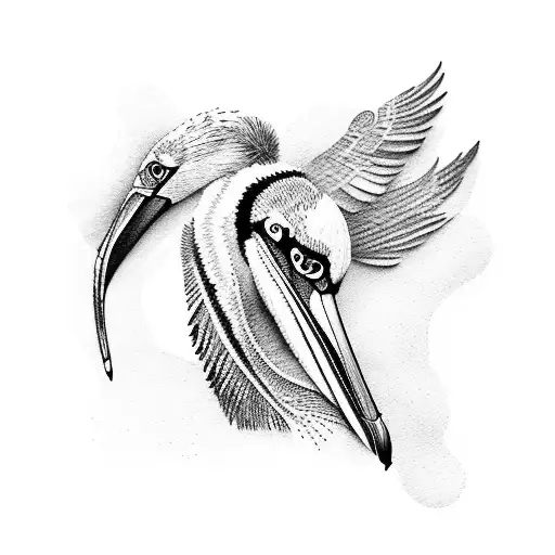 pelican with mullet tattoo design idea