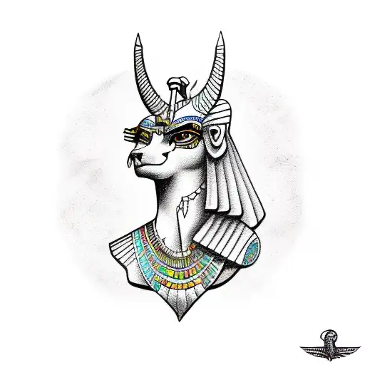A mythical creature inspired by both Egyptian and Kabyle mythology, depicted in a sketchy style with black-grey shading. tattoo design idea