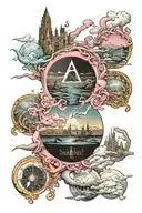 combined with the Lord of the Rings universe with elements from Pink Floyd's albums cover draws in a psychedelic tattoo tattoo design idea