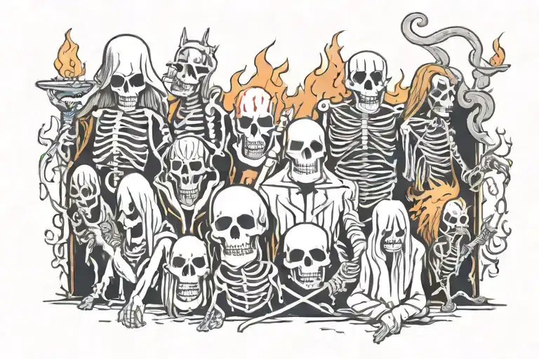 following bands: Ghost, Cage the Elephant, In Flames, Slipknot, Sabaton, Led Zeppelin tattoo design idea