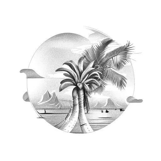 Two linked Palm Tree with Crab and the palm tree trunks are the coordinates of Lake City, FL and Baltimore, MD tattoo design idea