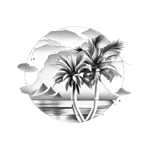 Two linked Palm Tree with Crab and the palm tree trunks are the coordinates of Lake City, FL and Baltimore, MD tattoo design idea