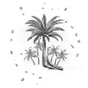 Two linked Palm Tree with Crab and the palm tree trunks are the coordinates of Lake City, FL and Baltimore, MD tattoo design idea